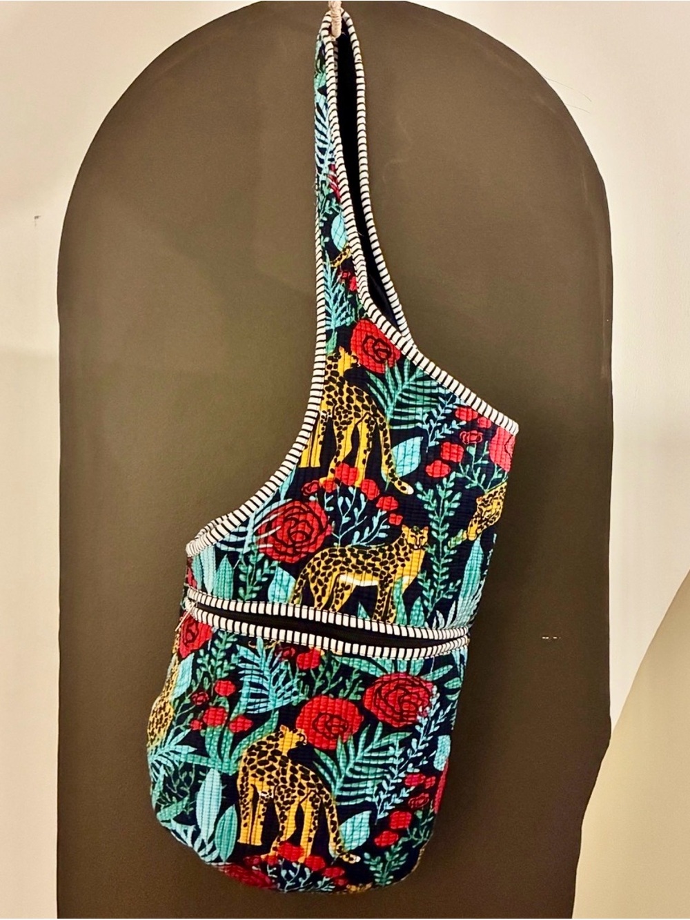Quilted Yoga Mat Tote Bag animal floral print maximalist Pilates tote